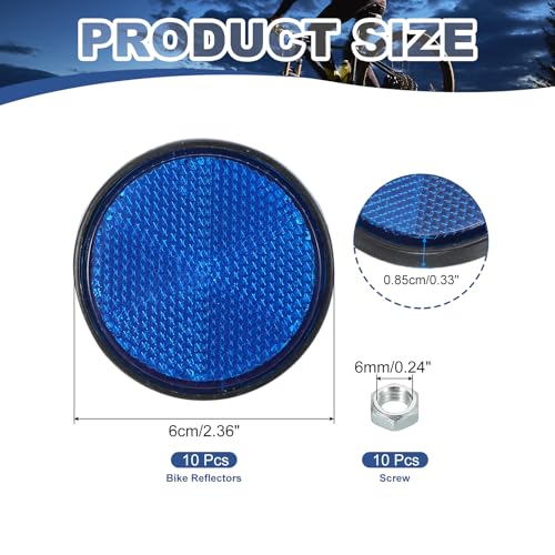Image of PATIKIL Round Rear Reflectors, 10 Pcs Safety Reflective Warning Reflector Plastic Universal Motorcycle Reflector with M6 Screw Mount for Car Motorcycle Trailer Bike Bicycles Dirt, Blue