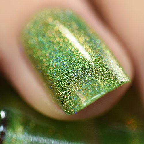 Image of ILNP 1UP - Lime Green Holographic Nail Polish, Chip Resistant Manicure, Long Wear Nail Lacquer, Smooth & Glossy Finish, Non-Toxic, Vegan, Cruelty Free, 12ml