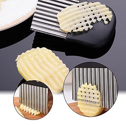 Vegetable Fruit Salad Cutter 2 Pieces Potato Cutter for Chips Knife Wave Cutter Potato Wave Knife for Cutting Potatoes, Onions, Radishes, Cucumbers - Image 6