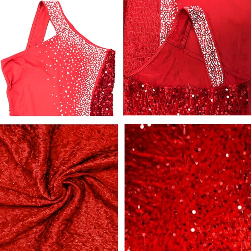 Image of PORRCEY Women's Sexy Rhinestone Lace Sheer Mesh Formal Evening Dress
