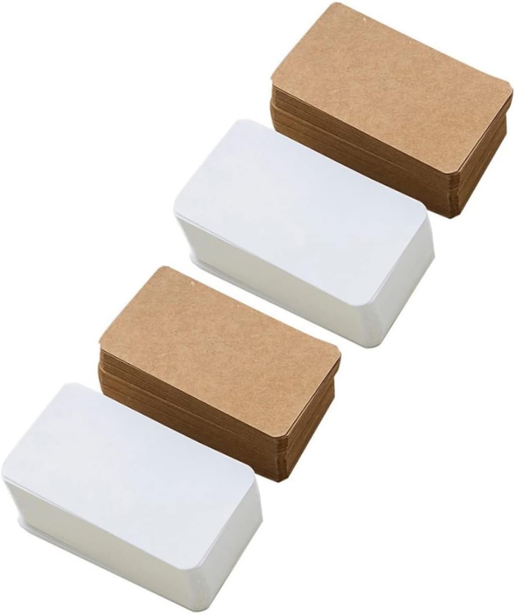 Angoily 4packs Word Cards of Double-sided Blank Cards for Note Taking and Creative Projects Total and Kraft for Easy Storage