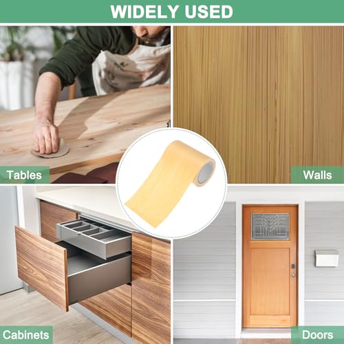 Image of M METERXITY 2-Roll Wood Grain Repair Tape, 3.15in x 15ft Textured Realistic Self-Adhesive Wood Floor Tape Contact Paper for Furniture /Floors /Home [Yellow]