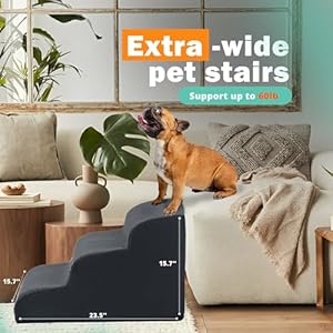 GARMART-3-Step-Dog-Stairs-for-Bed-Washable-Cover-Dog-Ramp-for-Dogs-Durable-Pet-Stairs-High-Density-Foam-Dog-Stairs-for-Small-Dogs-Gray-Grey - Cucciolini Doodles   GARMART-3-Step-Dog-Stairs-for-Bed-Washable-Cover-Dog-Ramp-for-Dogs-Durable-Pet-Stairs-High-Density-Foam-Dog-Stairs-for-Small-Dogs-Gray-Grey