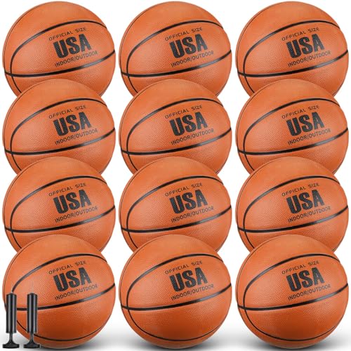 Pelotas de baloncesto de 12 unidades con bomba balones de exterior desinflados cosidos a máquina