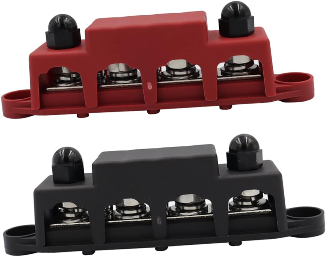 2pcs Automotive Power Distribution Block Terminals Bus Bar Dc Channels Black Yacht