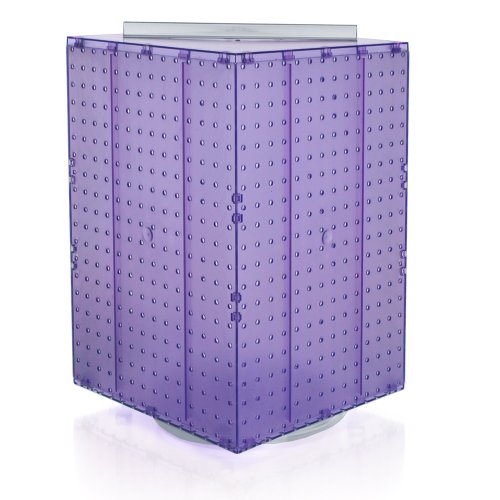 Azar Displays 701414-PUR Rotating Display Stand - 4-Sided Display Racks for Craft Shows - Peg Display Carousel (14” W x 14” D x 20” H) - Easy Assemble Revolving Display for Retail - Pegboard Organizer, purple by Azar Displays - Used condition - US$38.76
