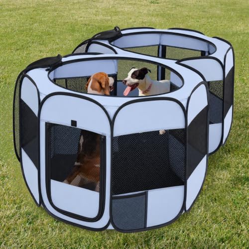 Image of 2-in-1 XLarge Pop Up Dog Playpen Cat Pet Puppy Playpen Assembly-Free