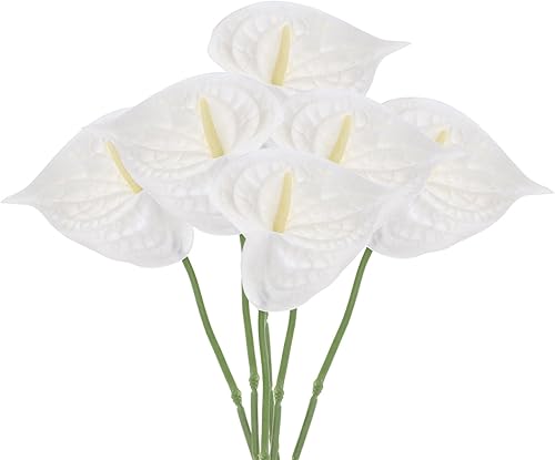 Miniatura 1 de PATIKIL Flores artificiales de lirio de anturio de 13 pulgadas, paquete de 6 arreglos florales permanentes para decoración del hogar, novia, boda,