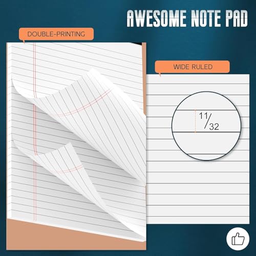 Image of White Legal Note Pads 8.5 x 11'', 24 Pack Wide Ruled Lined Paper Note Pads