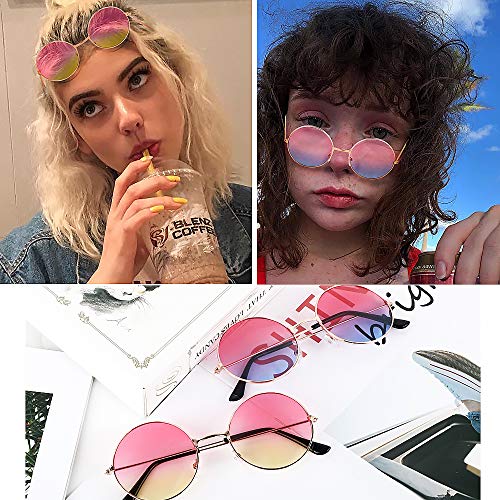 6 paar retro gekleurde hippiebril met ronde frame, grappige bril jaren '70 carnaval hippie partydecoratie bril voor… - Image 7