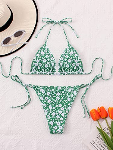 Image of Bikinis Swimsuit Set for Women Swimwear Triangle Bathing Suit Tie String Thong
