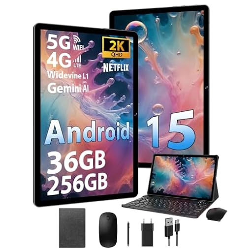 FASTWD Android 15 Tablet 11 Pulgadas con 4G Doble SIM y 5G WiFi,Tableta Gaming Octa-Core,36 GB RAM+256 GB ROM (1TB TF), 2K incell120Hz,9580mAh,13MP+8MP,Tablet con Teclado, Negro | Ya disponible en tu tienda friki favorita! En mundofriki.es!