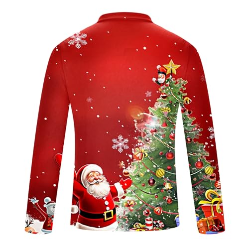 Mens Ugly Christmas Sweatshirt Long Sleeve Polo Shirts Lightweight Quarter Zip Pullover Christmas Graphics Print Shirt3