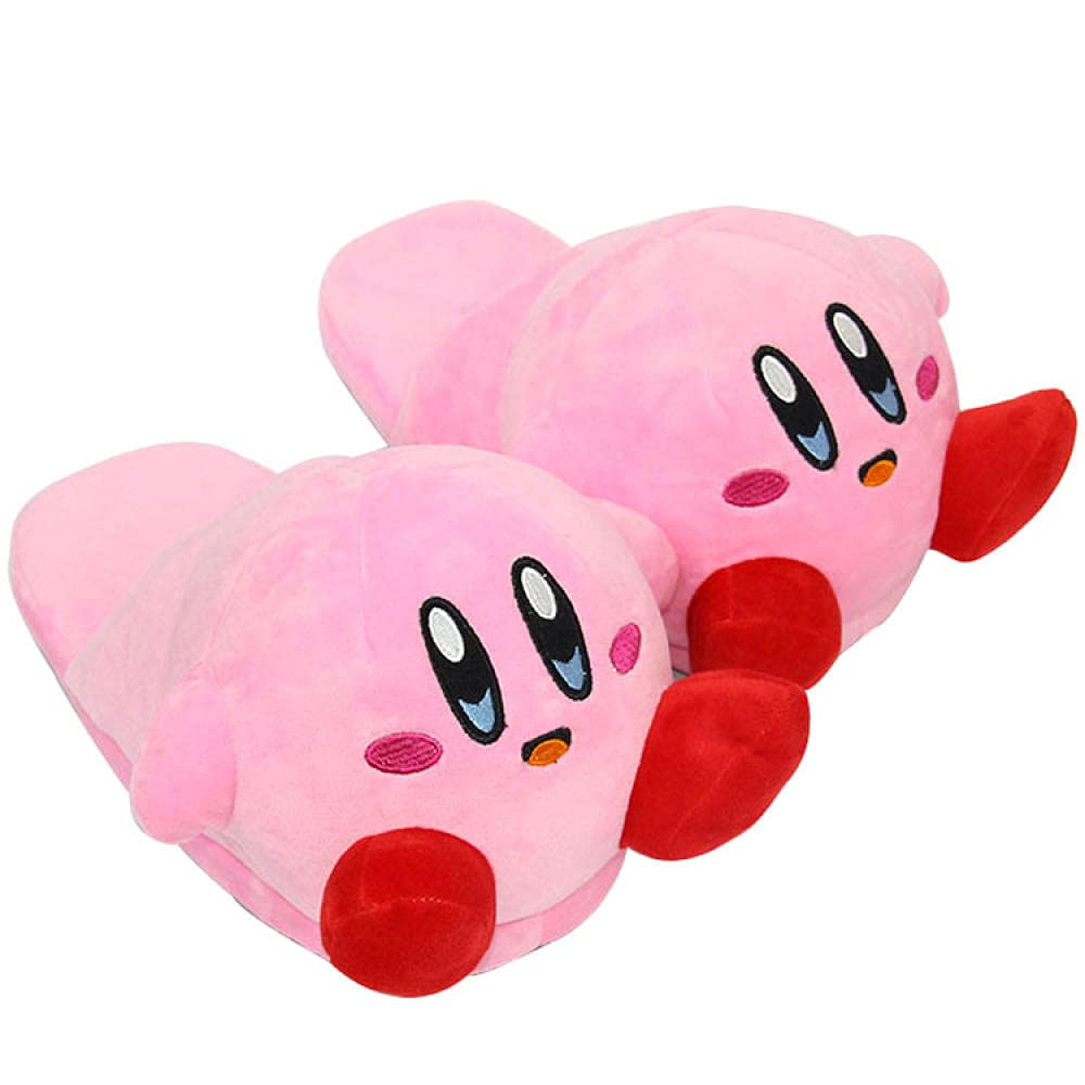 Anime Cartoon Cute Kirby Plush Slippers,Winter Plush Indoor Funny Slippers,Girls Home Furnishing Half-Pack Warm Cotton Shoes-A_EU42