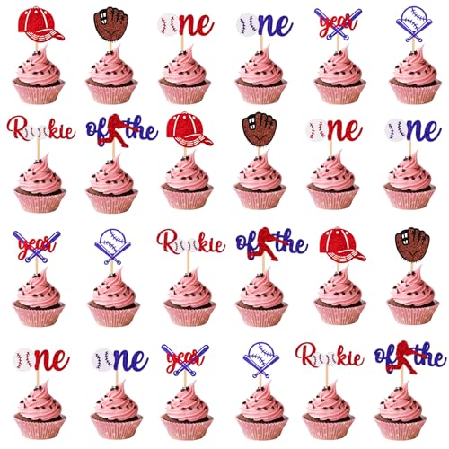 Peutier 1026589 24Pcs Baseball Cupcake Topper Pick cover