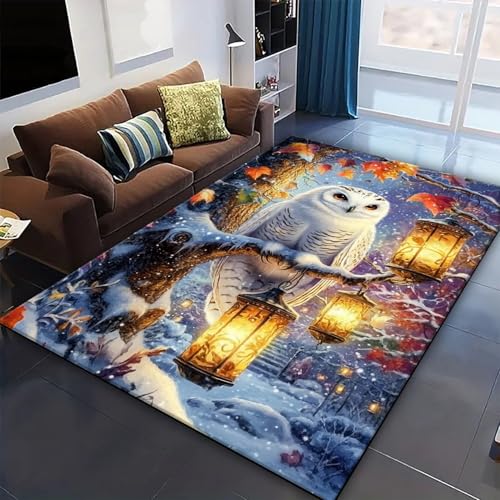 Tapis hibou 3D pour chambre enfant et salon | Décoration cocooning douce 120x160cm
