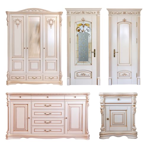 QUARKZMAN 4Stk Rose Form Holz Applikationen Onlays Dekorativ Holz Geschnitzt Applikationen für Möbel Bett Tür Kamin Dekoration 7cm Länge