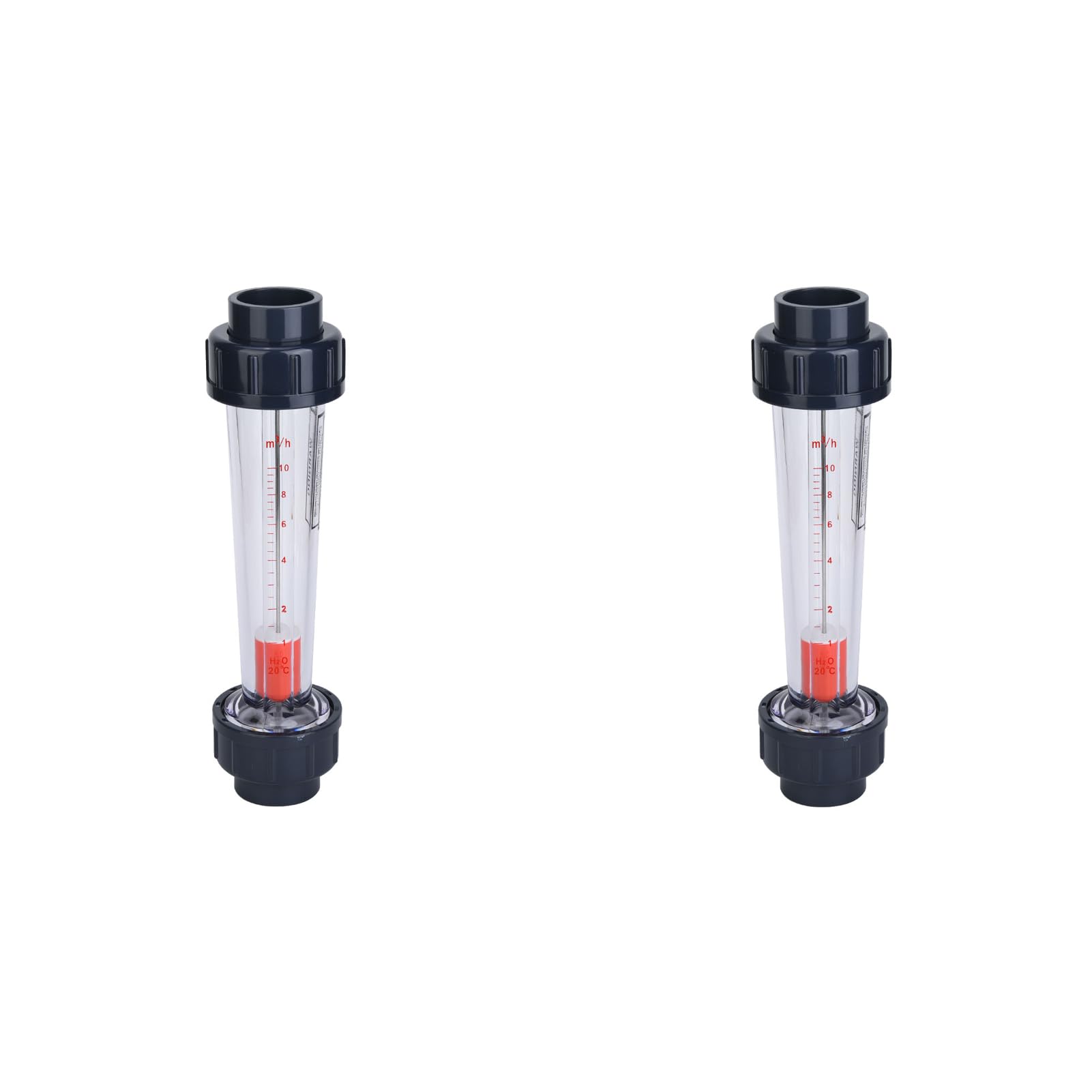 2pcs Liquid Flowmeter Plastic Flat Interface Flowing Measuring Instruments Tube Flowmeter for Liquids Flowing Measurement Monitoring