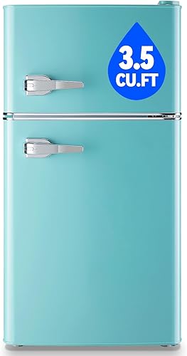 Miniatura 5 de Refrigerador con congelador Mini refrigerador de doble puerta Estantes de vidrio extraíbles 7 Temp Gear Mango desmontable Blanco crema Crema