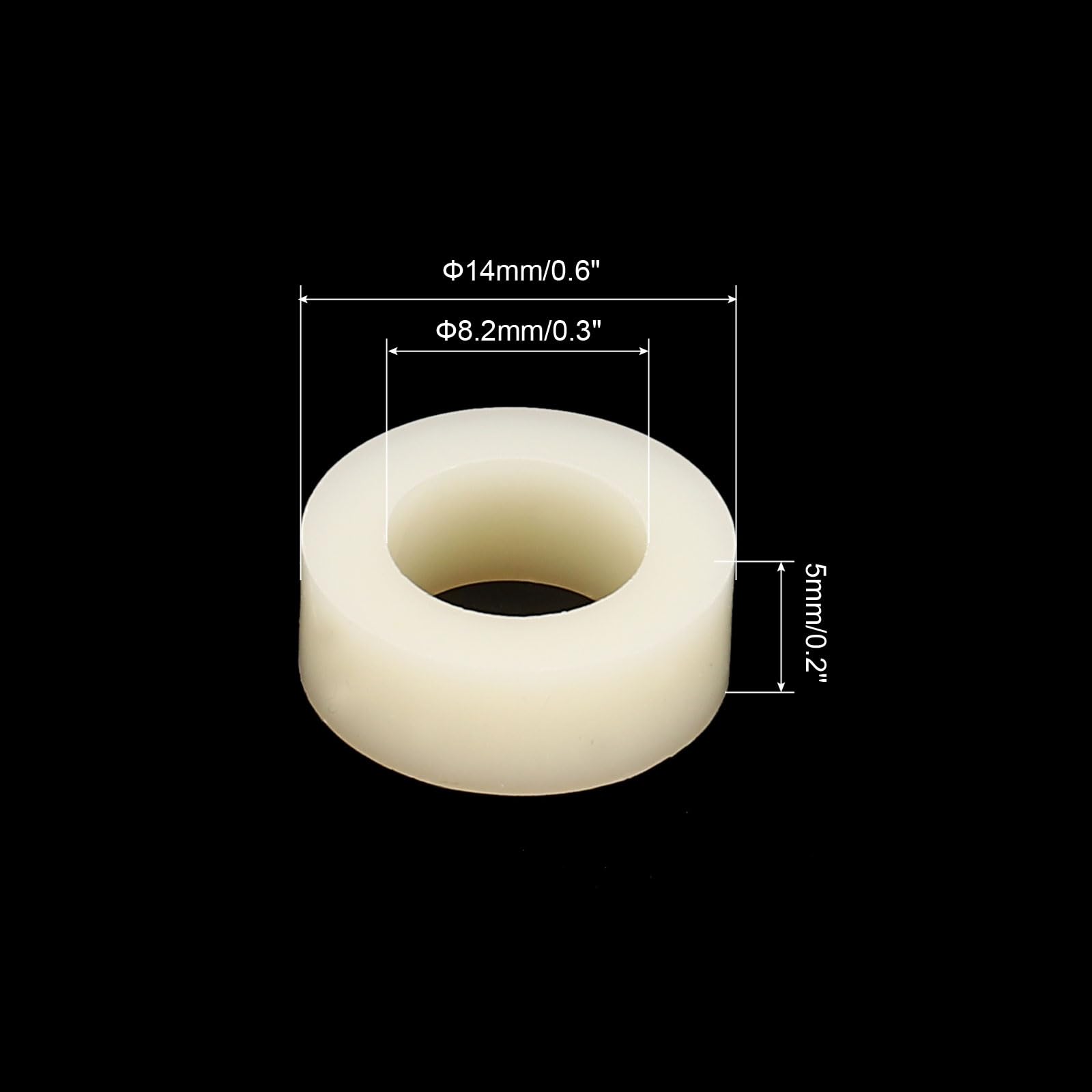 PATIKIL M8 Round Spacer Washer Set, 100 Pcs 8.2mm ID, 14mm OD, 5mm Length Plastic Standoff for M8 Screws - Image 2