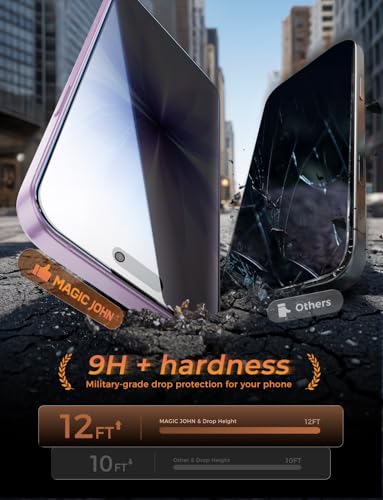 Image of MAGIC JOHN 3rd Gen Upgraded 2 Pack for iPhone 17 Privacy Screen Protector 6.3 Inch, (No Pro) 25Anti-Spy Screen, Shockproof Tempered Glass, Auto Dust-Removal, Bubble Free, Easy Installation