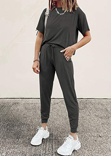 PRETTYGARDEN Women's Two Piece Sets 2025 Summer Spring Jogger Pants Travel Vacation Lounge Outfits Airplane Matching Clothes