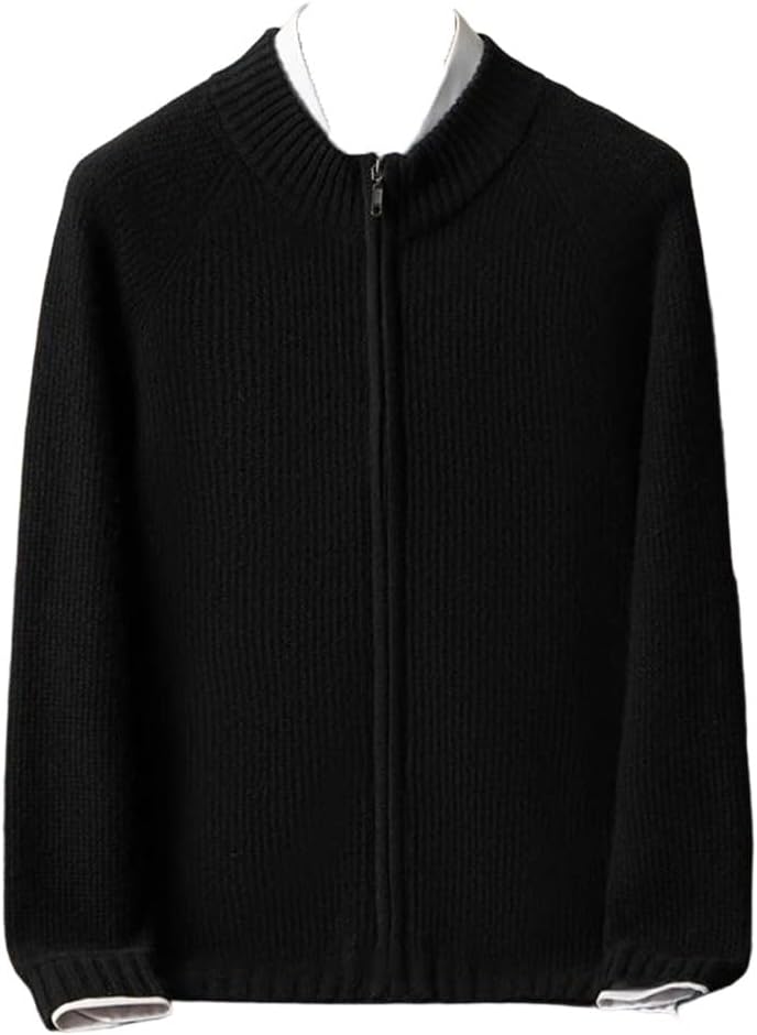 Men's 100% Solid Cashmere Sweater Half Turtleneck Cardigan Loose Ribbed Solid Color Base Sweater