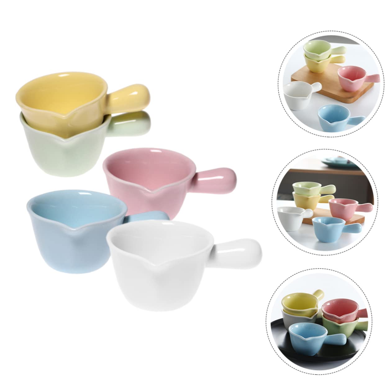 FUNOMOCYA 5pcs Ceramic Milk Cup Coffee Accessories Coffee Mug Mini Jugs for Sauce Milk Measuring Pot Gravy Jug Syrup Pitcher Coffee Pitcher Coffee Pottery Gravy Boats Ceramics