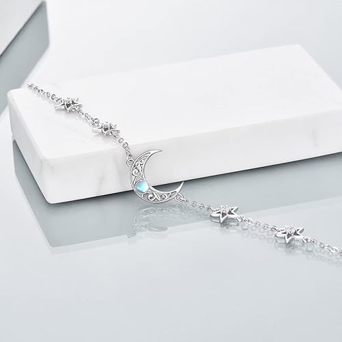 Miniatura 5 de CRMAD Tobillera de plata de ley irlandesa, estrella, margarita, turquesa, flor de rosa, gato, estrella, hécate, avión, perla, chakra, perla rosa