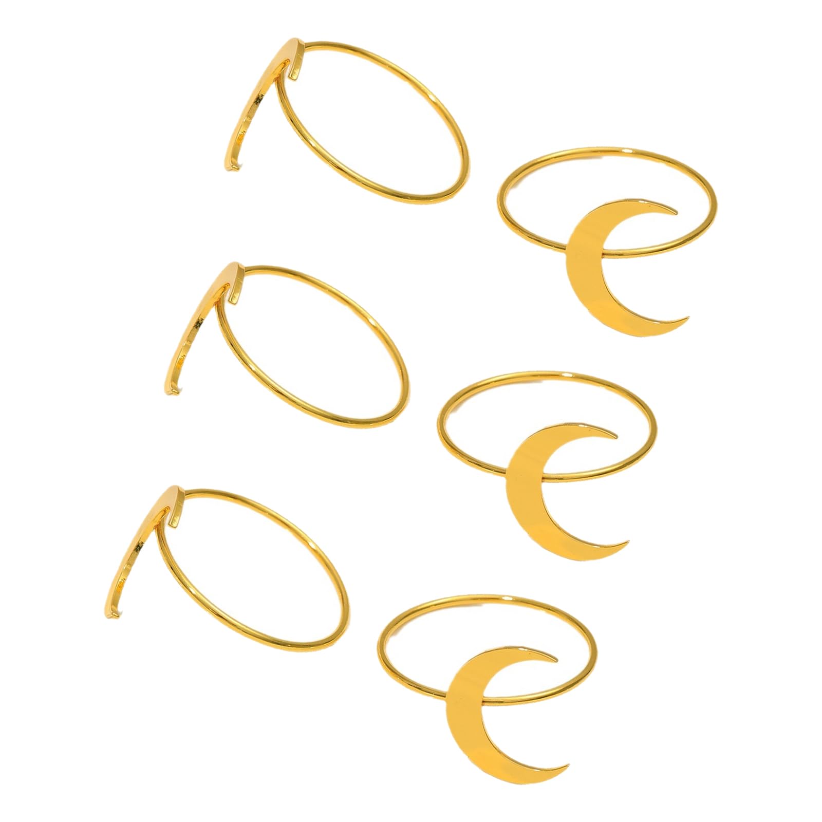 Buxuaaaa Modern Metallic Crescents Napkin Rings Decorative Dinnerware Essential for Parties Weddings User Friendly Materials Storage Tableware