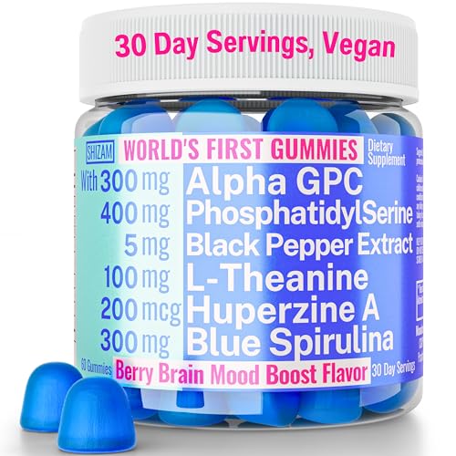 Alpha GPC Huperzine A PhosphatidylSerine L-Theanine Blue Spirulina Bioperine Gummies, Alpha-GPC Huperzine-A Phosphatidyl Serine L Theanine Supplement, Powder Capsules Tablets Liquid Supplements Alt