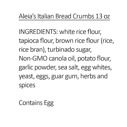 Miniatura 3 de ALEIA'S MET. SABOR. EVER. Pan rallado italiano  13 oz  2 unidades  Sabor auténtico, empanado para recetas sin gluten, certificado sin gluten, sin