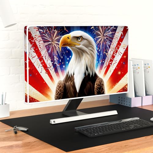 Image of American Flag Eagle Screen TV Dust Cover 65 Inch Firework Independence Day Memorial Day Fourth of July TV Cover for Home Screen 40 to 42 Inch TV LCD /LED /HD Decoration
