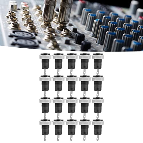 Image of 20Pcs 4mm Banana Jack Female Socket Panel Mount Connector (0.16in /4mm) - Banana Plug Adapter for Amplifier, Terminal, Splitter, Binding Post, 12mm Mounting Hole, 6mm Panel Thickness(Black)