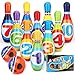 YIMORE Bolos Infantiles con 2 Bolas y 10 Alfileres, Juegos Exterior Juguete para Niños Bebé 2 3 4 Años