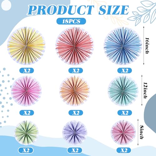 Image of 18 Pcs Colorful Hanging Paper Fans Decor Back to School Paper Fans Round Garlands Bulletin Board Classroom Decorations for Party Supplies Classroom Decor