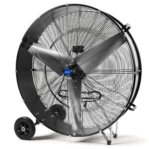 NORTHSKY 42' Industrial Drum Fan, 30000 CFM High-Velocity, Heavy Duty Floor Fan with 2 Speeds, 1/2 HP Powerful Motor, 8 IN Wheels Barn Fan for Garage, Warehouse, Shop, Workshop, Factory, UL Listed