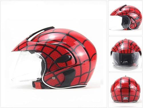 Miniatura 2 de Cascos de motocicleta para niños con dibujos de 34 de cara abierta, medio casco, cascos de bicicleta eléctrica tipo araña para niños de 2 a 14 años,