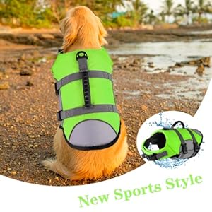 Dog Life Jacket Reflective Adjustable Dog Life Vest with Rescue Handle for Swimming and Boating Ripstop Pet Safety Life Preserver for Small Medium and Large Dogs