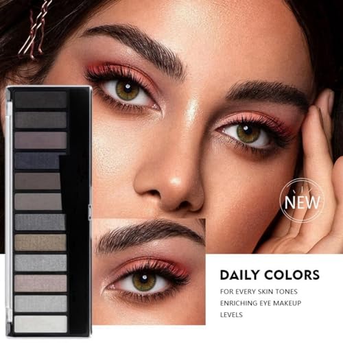 Grey Eyeshadow Palette Black Eyeshadow 12 Pigmented,Smokey Eyeshadow Palette 12 Shades,Waterproof Eye Shadow Pallets for Women,Shimmer Smokey Color Eyeshadow,Full Matte Smokey Eye Shadow Pallets - Image 7