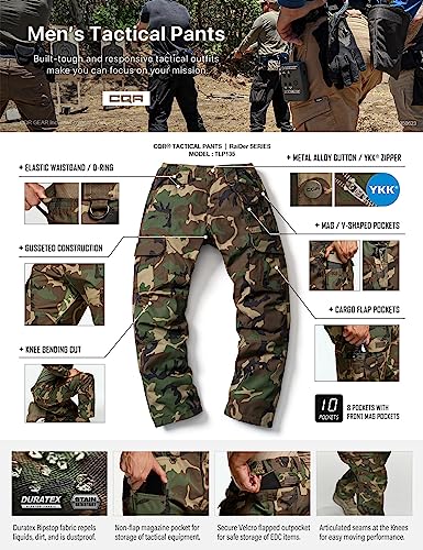 Image of CQR Men's Tactical Pants, Water Resistant Ripstop Cargo Pants, Lightweight EDC Work Hiking Pants, Outdoor Apparel