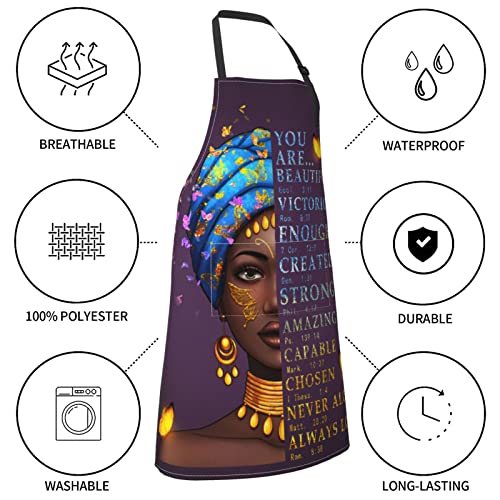 Iagm Aprons For Women With Pockets African Art Apron Afro Black Women Kitchen Aprons Adjustable Neck For Women Chef Bbq Cooking Gardening Home Waterproof Oil Proof 33X28Inch #TOP1