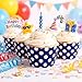 Dress My Cupcake Navy Blue Polka Dot Cupcake Wrappers, Set of 12 – Decorative Paper Baking Wraps for Standard Cupcakes, Party Desserts, Birthdays, Baby Showers, Weddings