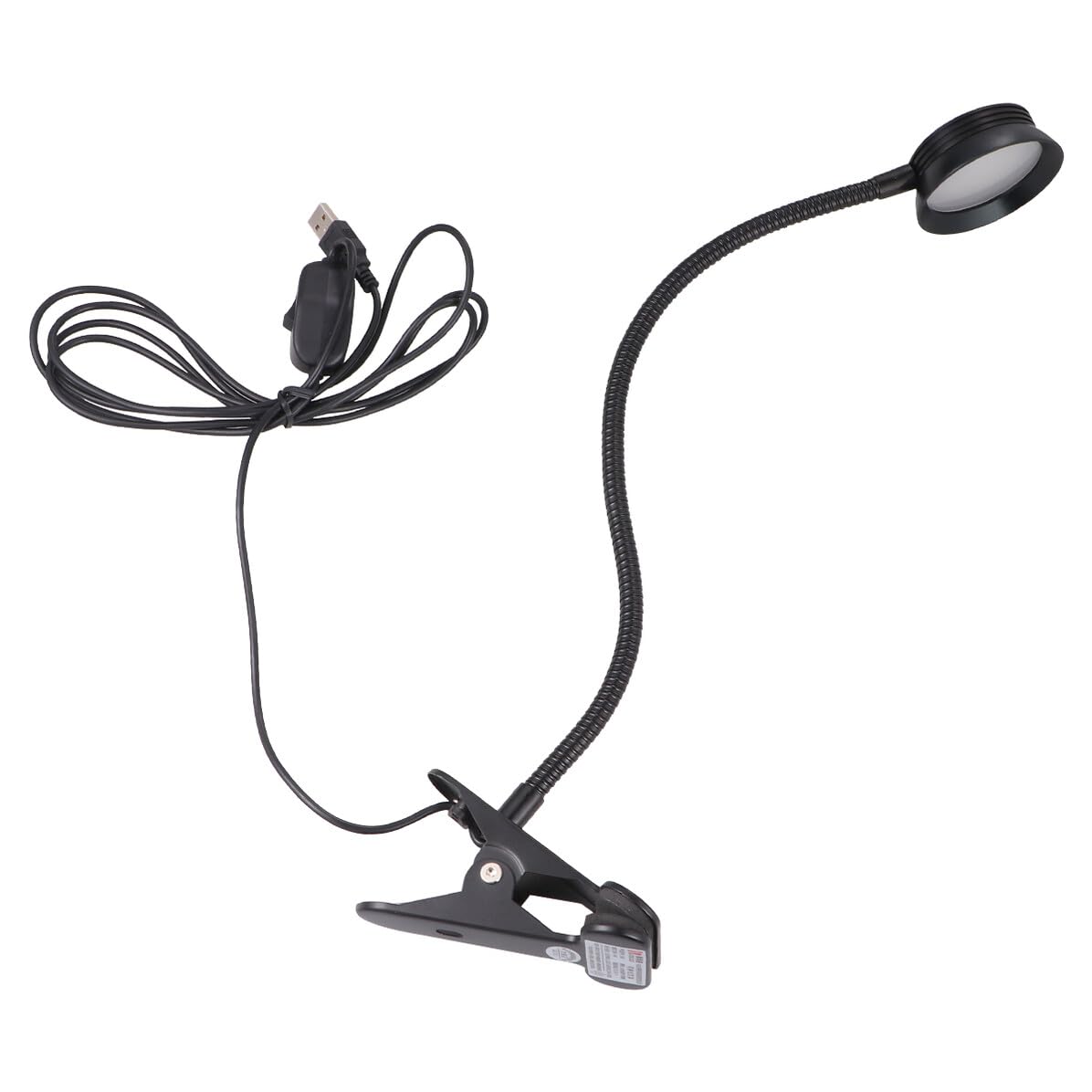 Lampada da Lettura a Clip LED 4w Collo Flessibile e USB | Morsetto Robusto Nero, Cavo USB Incluso, Posizionamento Regolabile per Lettura a Letto e Hobby