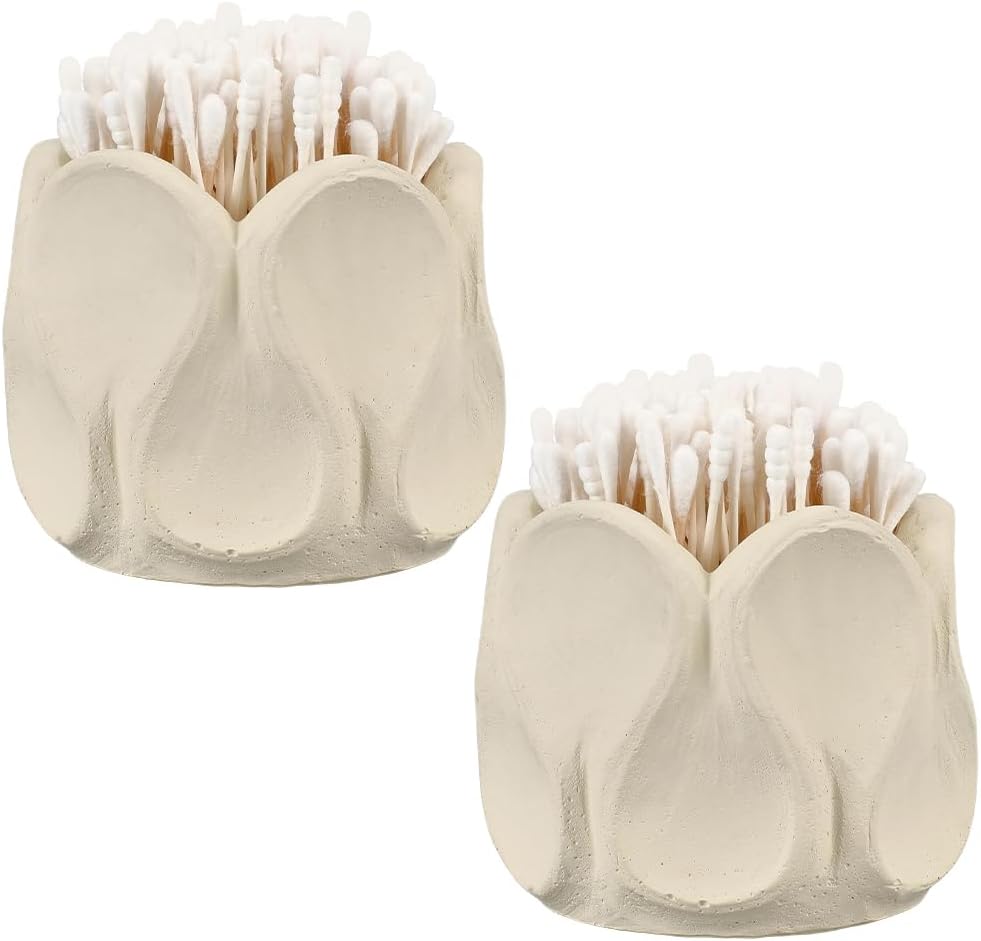 2Pcs Concrete Matches Holder with Striker, 3.2x2.8 Graceful Petal Design Matches Box Decorative Matchstick in Jar for Long Candle Match Bulk and Versatile Home Decor Gift with No Match