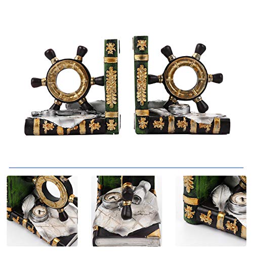 Besportble Ornament Crafts Nautical Bookends Holder Coastal Marine Ship Steer Book Holder Stand Decorative Desktop Bookends Book Shelves Racks For Office Home Decor Dining Room Table Decor #TOP3