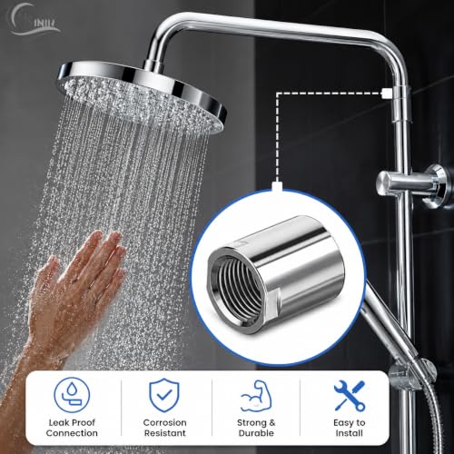 Image of KINIK CP Brass Socket Connector 1 /2 Inch x 1 /2 Inch Chrome Plated Pipe Fitting Adapter Heavy Duty Leak Proof Rust Resistant Coupling for Bathroom Kitchen Plumbing Water Pipe Connector Use Durable