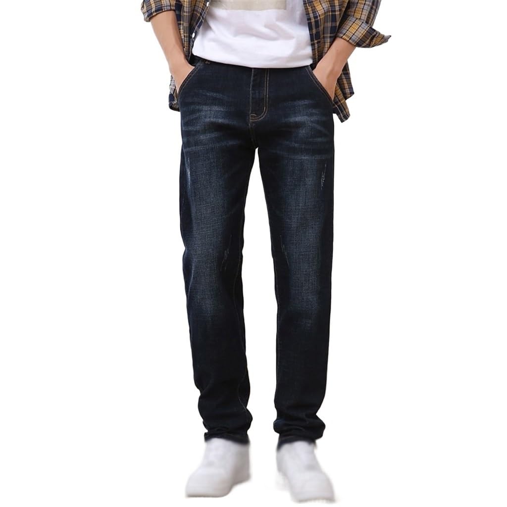 Business Loose Fit Classic Jeans Denim Pants Trousers Male Wide Leg