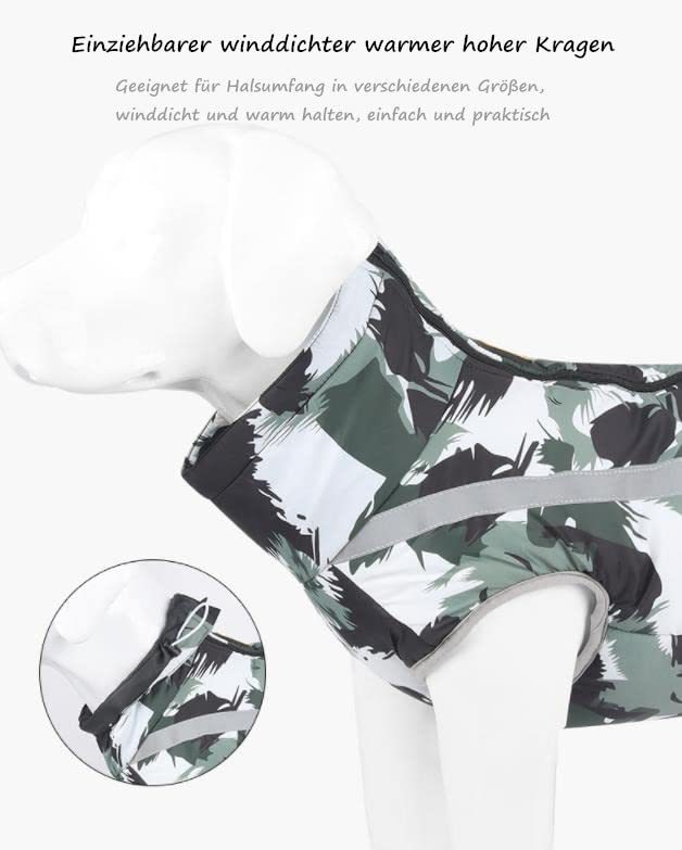 Voarge Winddicht Hundemantel Winter, Reflektierender Streifen Design, Wasserdichter Hundeweste Winddichte Haustierkleidung Einteiler für Hunde, für Kaltes Wetter (XL)