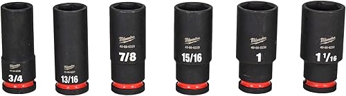 Miniatura 4 de Milwaukee 49-66-7011 Juego de dados de impacto de pozo profundo SAE de 12 piezas de 1/2 pulgada